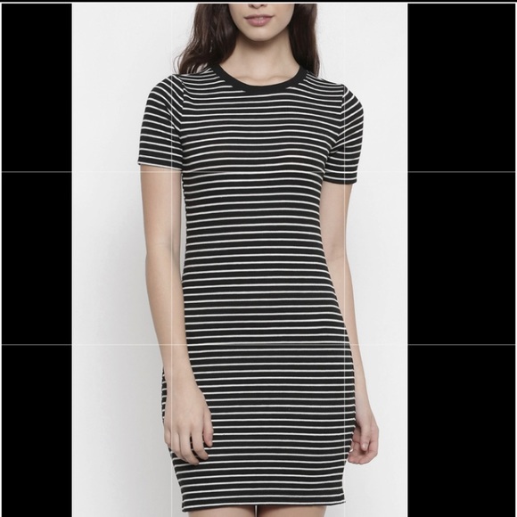 Black and White Striped Bodycon Dress - Picture 1 of 3